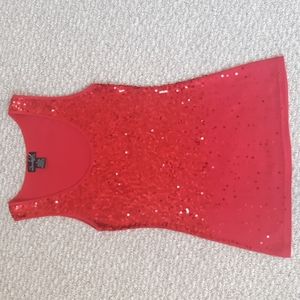 Red Sleeveless Sequin Top Size Small